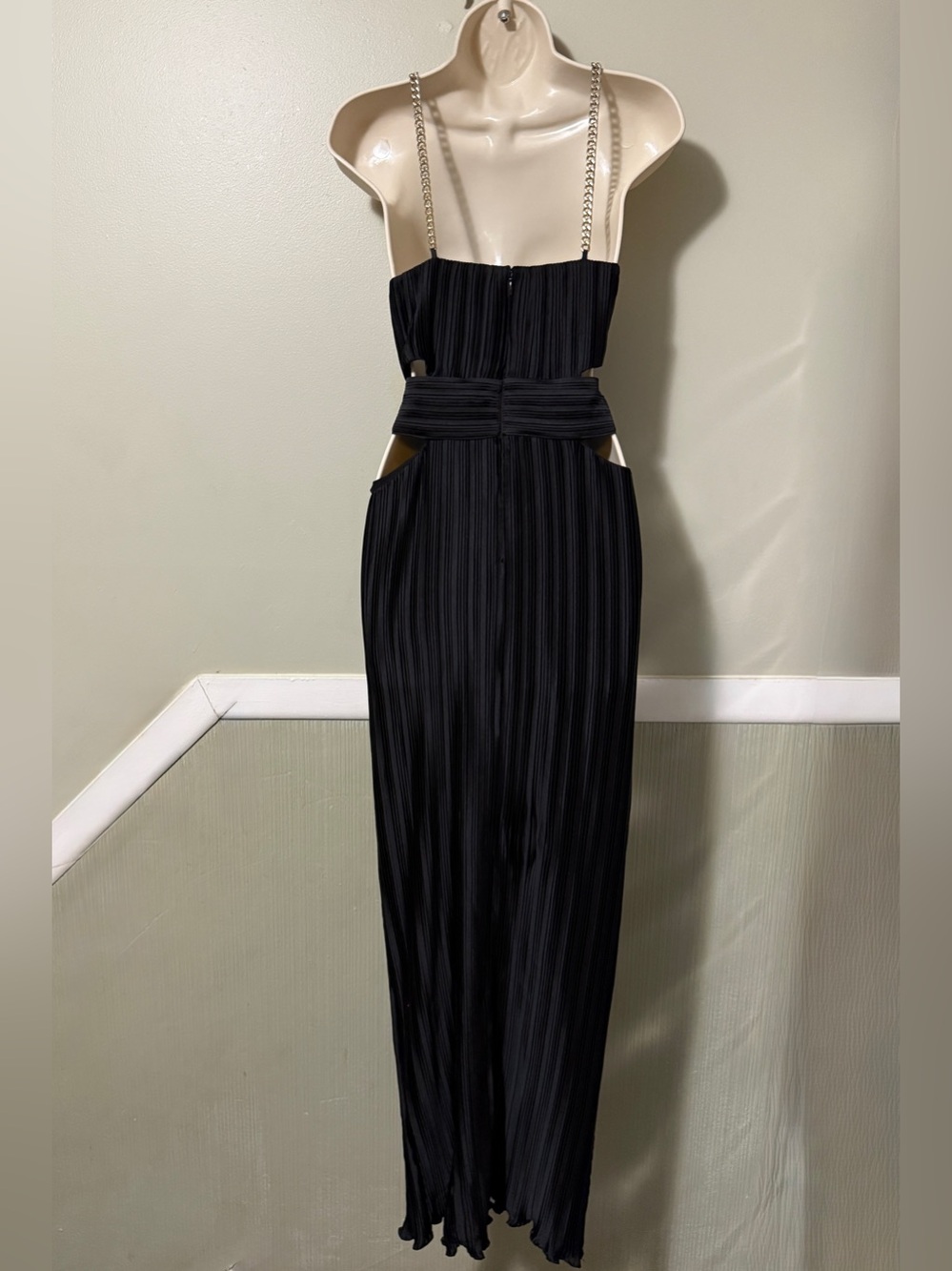 Aifos Juliana Halter Black Cut Out Plisse Gown - Picture 5 of 11
